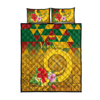 Melanesian Vanuatu Quilt Bed Set With Tapa Tribal Pattern and Triangle Geometric Tricolor - Polynesian Pride