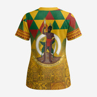 Melanesian Vanuatu Scrub Top With Tapa Tribal Pattern and Triangle Geometric Tricolor LT03 - Polynesian Pride