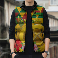 Melanesian Vanuatu Sleeveless Puffer Jacket With Tapa Tribal Pattern and Triangle Geometric Tricolor LT03 - Polynesian Pride