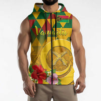 Melanesian Vanuatu Sleeveless Zip Hoodie With Tapa Tribal Pattern and Triangle Geometric Tricolor LT03 - Polynesian Pride