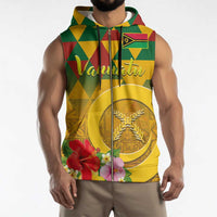 Melanesian Vanuatu Sleeveless Zip Hoodie With Tapa Tribal Pattern and Triangle Geometric Tricolor - Polynesian Pride