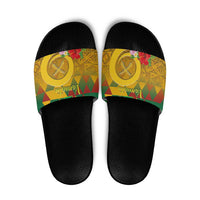 Melanesian Vanuatu Slide Sandals With Tapa Tribal Pattern and Triangle Geometric Tricolor - Polynesian Pride