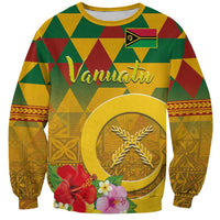 Melanesian Vanuatu Sweatshirt With Tapa Tribal Pattern and Triangle Geometric Tricolor LT03 Unisex Yellow - Polynesian Pride