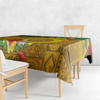 Melanesian Vanuatu Tablecloth With Tapa Tribal Pattern and Triangle Geometric Tricolor LT03 - Polynesian Pride