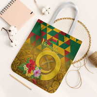 Melanesian Vanuatu Tote Bag With Tapa Tribal Pattern and Triangle Geometric Tricolor - Polynesian Pride