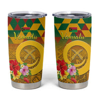 Melanesian Vanuatu Tumbler Cup With Tapa Tribal Pattern and Triangle Geometric Tricolor - Polynesian Pride