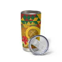 Melanesian Vanuatu Tumbler Cup With Tapa Tribal Pattern and Triangle Geometric Tricolor - Polynesian Pride