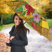 Melanesian Vanuatu Umbrella With Tapa Tribal Pattern and Triangle Geometric Tricolor LT03 - Polynesian Pride