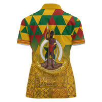 Melanesian Vanuatu Women Polo Shirt With Tapa Tribal Pattern and Triangle Geometric Tricolor LT03 - Polynesian Pride