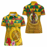 Melanesian Vanuatu Women Polo Shirt With Tapa Tribal Pattern and Triangle Geometric Tricolor LT03 - Polynesian Pride