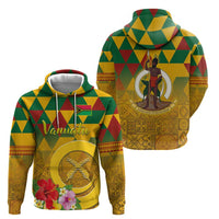 Melanesian Vanuatu Zip Hoodie With Tapa Tribal Pattern and Triangle Geometric Tricolor - Polynesian Pride