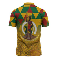 Melanesian Vanuatu Zipper Polo Shirt With Tapa Tribal Pattern and Triangle Geometric Tricolor LT03 - Polynesian Pride