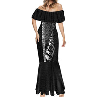 Custom New Zealand Rugby Mermaid Dress Haka Dance Tribal God Mask Maori Pattern LT03 - Polynesian Pride