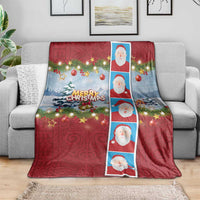 Merry Christmas Blanket Funny Santa Claus Cards Photo and Polynesian Pattern Red Color LT03 - Polynesian Pride