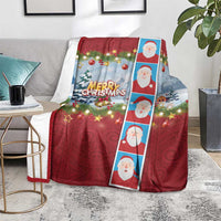 Merry Christmas Blanket Funny Santa Claus Cards Photo and Polynesian Pattern Red Color LT03 - Polynesian Pride