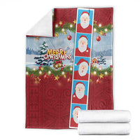 Merry Christmas Blanket Funny Santa Claus Cards Photo and Polynesian Pattern Red Color LT03 - Polynesian Pride