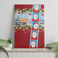 Merry Christmas Canvas Wall Art Funny Santa Claus Cards Photo and Polynesian Pattern Red Color LT03 - Polynesian Pride