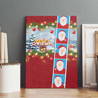 Merry Christmas Canvas Wall Art Funny Santa Claus Cards Photo and Polynesian Pattern Red Color LT03 - Polynesian Pride