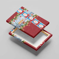 Merry Christmas Canvas Wall Art Funny Santa Claus Cards Photo and Polynesian Pattern Red Color LT03 - Polynesian Pride