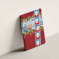 Merry Christmas Canvas Wall Art Funny Santa Claus Cards Photo and Polynesian Pattern Red Color LT03 - Polynesian Pride