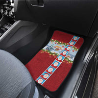 Merry Christmas Car Mats Funny Santa Claus Cards Photo and Polynesian Pattern Red Color LT03 - Polynesian Pride