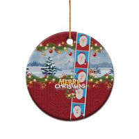 Merry Christmas Ceramic Ornament Funny Santa Claus Cards Photo and Polynesian Pattern Red Color LT03 - Polynesian Pride