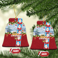 Merry Christmas Ceramic Ornament Funny Santa Claus Cards Photo and Polynesian Pattern Red Color LT03 Bell Flake Red - Polynesian Pride