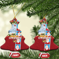 Merry Christmas Ceramic Ornament Funny Santa Claus Cards Photo and Polynesian Pattern Red Color LT03 Christmas Tree Red - Polynesian Pride