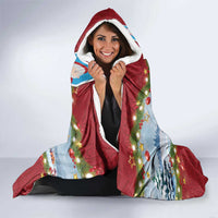 Merry Christmas Hooded Blanket Funny Santa Claus Cards Photo and Polynesian Pattern Red Color LT03 - Polynesian Pride