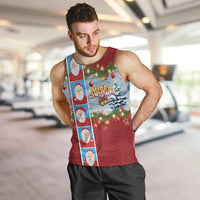 Merry Christmas Men Tank Top Funny Santa Claus Cards Photo and Polynesian Pattern Red Color LT03 Red - Polynesian Pride