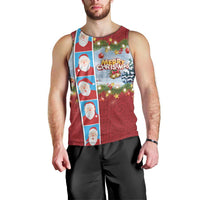 Merry Christmas Men Tank Top Funny Santa Claus Cards Photo and Polynesian Pattern Red Color LT03 - Polynesian Pride