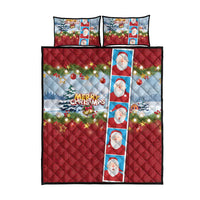 Merry Christmas Quilt Bed Set Funny Santa Claus Cards Photo and Polynesian Pattern Red Color LT03 - Polynesian Pride