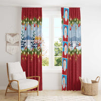 Merry Christmas Window Curtain Funny Santa Claus Cards Photo and Polynesian Pattern Red Color LT03 - Polynesian Pride
