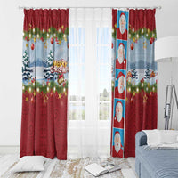 Merry Christmas Window Curtain Funny Santa Claus Cards Photo and Polynesian Pattern Red Color LT03 - Polynesian Pride