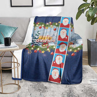 Merry Christmas Blanket Funny Santa Claus Cards Photo and Polynesian Pattern Blue Color LT03 - Polynesian Pride
