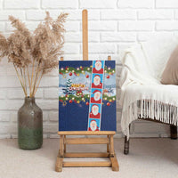 Merry Christmas Canvas Wall Art Funny Santa Claus Cards Photo and Polynesian Pattern Blue Color LT03 - Polynesian Pride