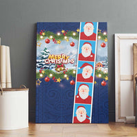 Merry Christmas Canvas Wall Art Funny Santa Claus Cards Photo and Polynesian Pattern Blue Color LT03 - Polynesian Pride