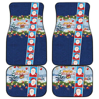 Merry Christmas Car Mats Funny Santa Claus Cards Photo and Polynesian Pattern Blue Color LT03 - Polynesian Pride