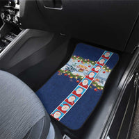 Merry Christmas Car Mats Funny Santa Claus Cards Photo and Polynesian Pattern Blue Color LT03 - Polynesian Pride