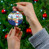 Merry Christmas Ceramic Ornament Funny Santa Claus Cards Photo and Polynesian Pattern Blue Color LT03 - Polynesian Pride