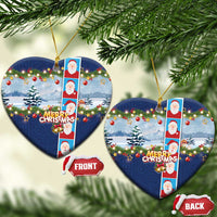 Merry Christmas Ceramic Ornament Funny Santa Claus Cards Photo and Polynesian Pattern Blue Color LT03 Heart Blue - Polynesian Pride
