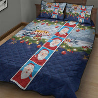 Merry Christmas Quilt Bed Set Funny Santa Claus Cards Photo and Polynesian Pattern Blue Color LT03 - Polynesian Pride