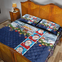 Merry Christmas Quilt Bed Set Funny Santa Claus Cards Photo and Polynesian Pattern Blue Color LT03 - Polynesian Pride