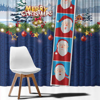 Merry Christmas Window Curtain Funny Santa Claus Cards Photo and Polynesian Pattern Blue Color LT03 - Polynesian Pride