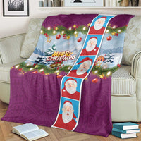 Merry Christmas Blanket Funny Santa Claus Cards Photo and Polynesian Pattern Pink Color LT03 - Polynesian Pride