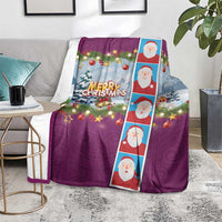 Merry Christmas Blanket Funny Santa Claus Cards Photo and Polynesian Pattern Pink Color LT03 - Polynesian Pride