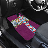 Merry Christmas Car Mats Funny Santa Claus Cards Photo and Polynesian Pattern Pink Color LT03 - Polynesian Pride