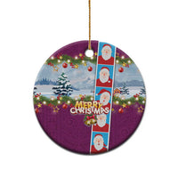 Merry Christmas Ceramic Ornament Funny Santa Claus Cards Photo and Polynesian Pattern Pink Color LT03 - Polynesian Pride