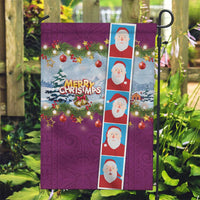 Merry Christmas Garden Flag Funny Santa Claus Cards Photo and Polynesian Pattern Pink Color LT03 Garden Flag Pink - Polynesian Pride