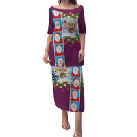 Merry Christmas Puletasi Funny Santa Claus Cards Photo and Polynesian Pattern Pink Color